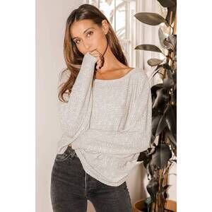 Lulus Perfect Mix Heather Beige Dolman Sleeve Sweater Top - Size S
